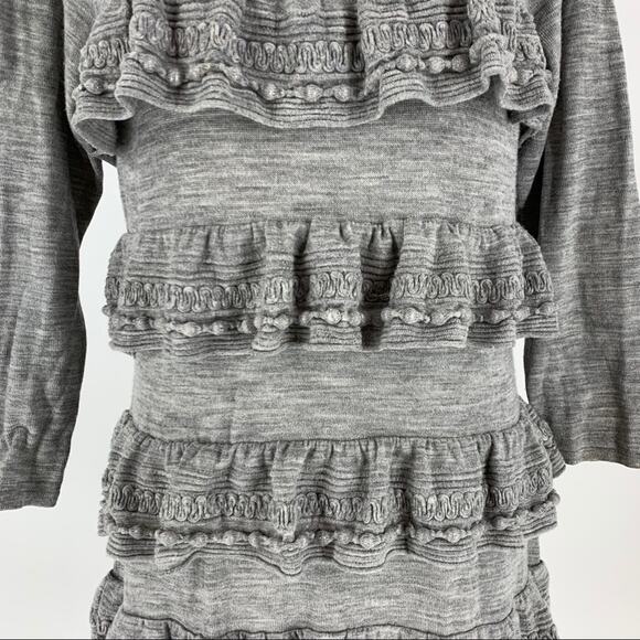 Anthropologie Leifsdottir Wool Blend Tiered Dress Gray Women's Size Large - Picture 5 of 11
